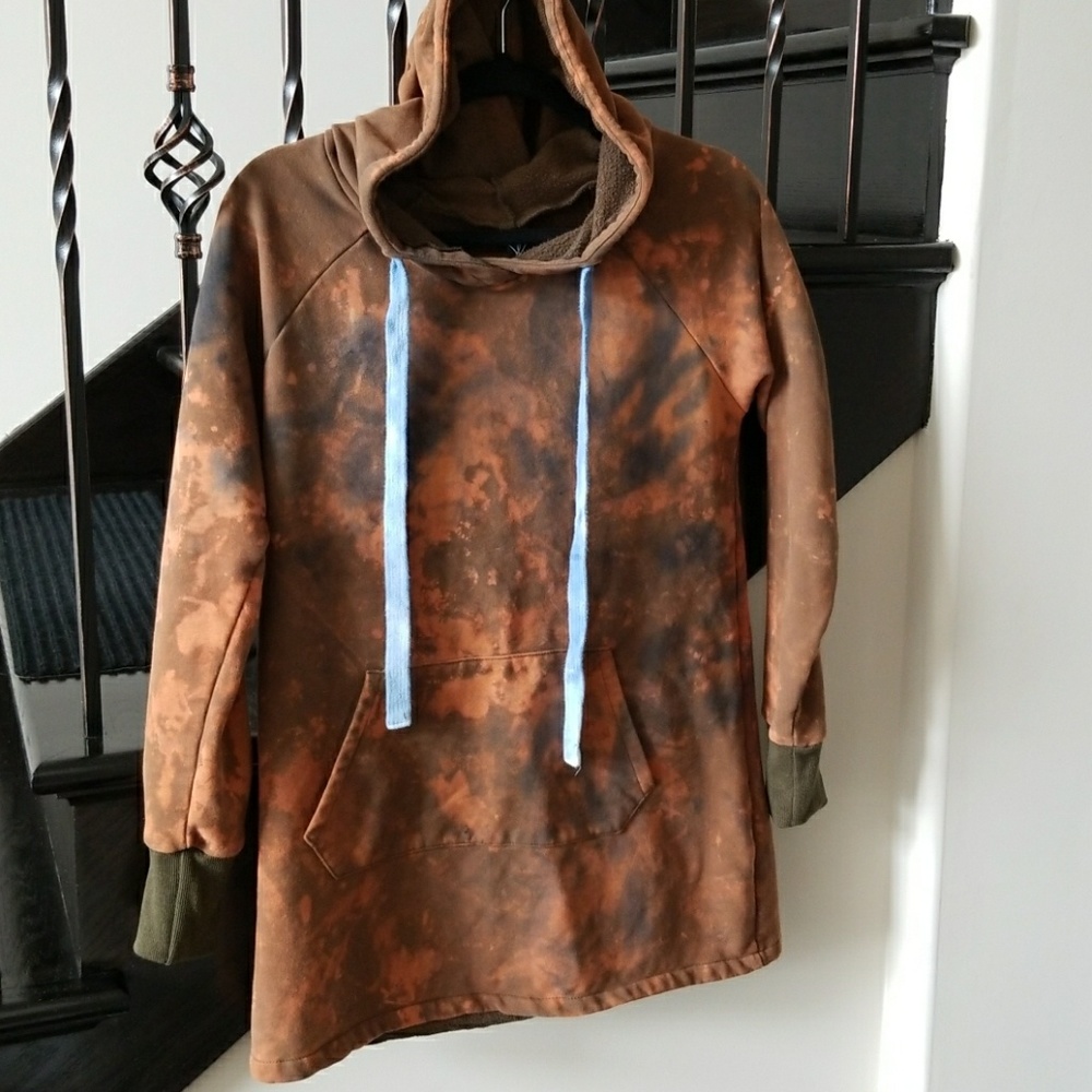 Bleached/distressed hoodie or hoodie dress